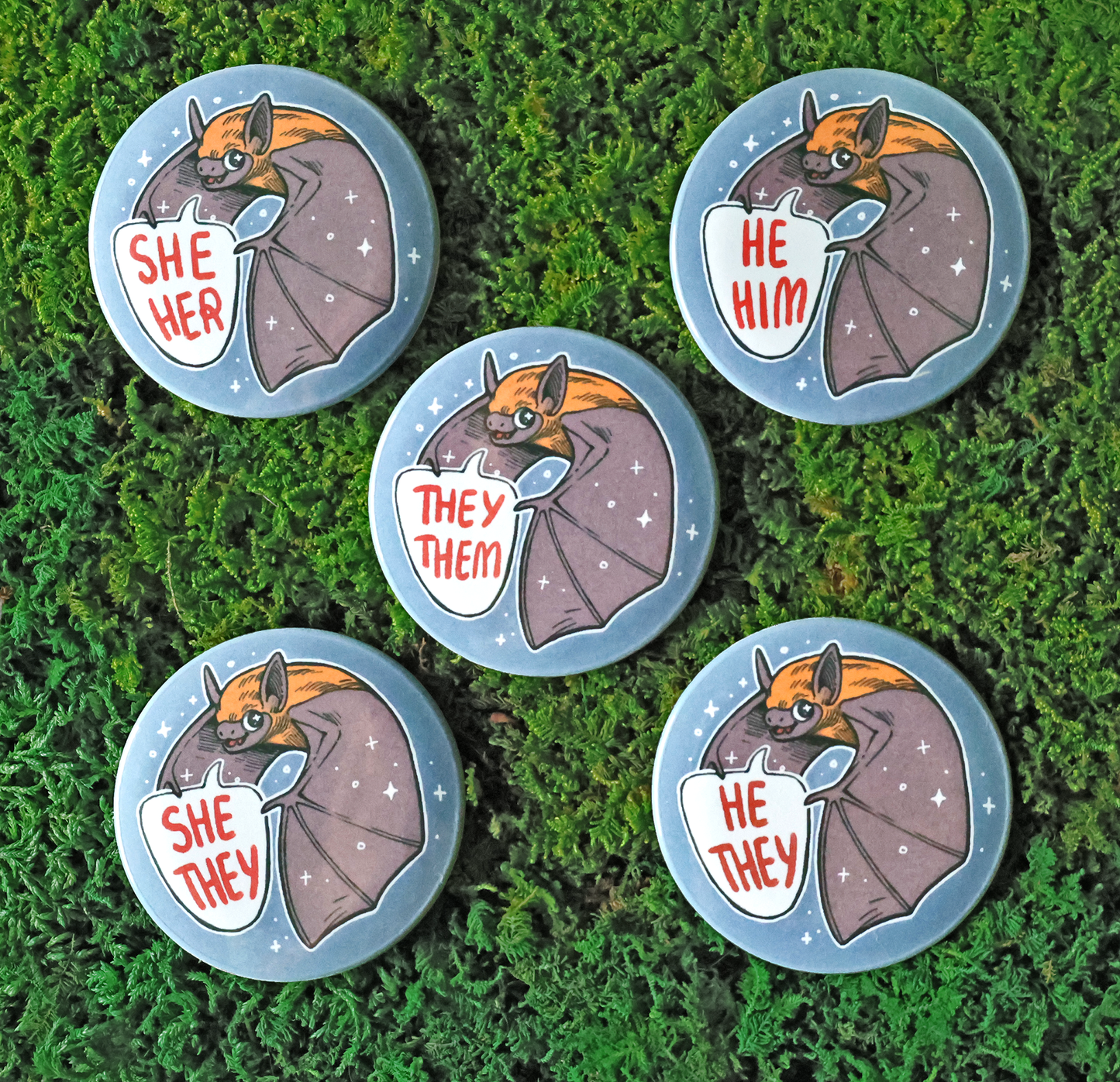 Wild Pronoun Button Badges