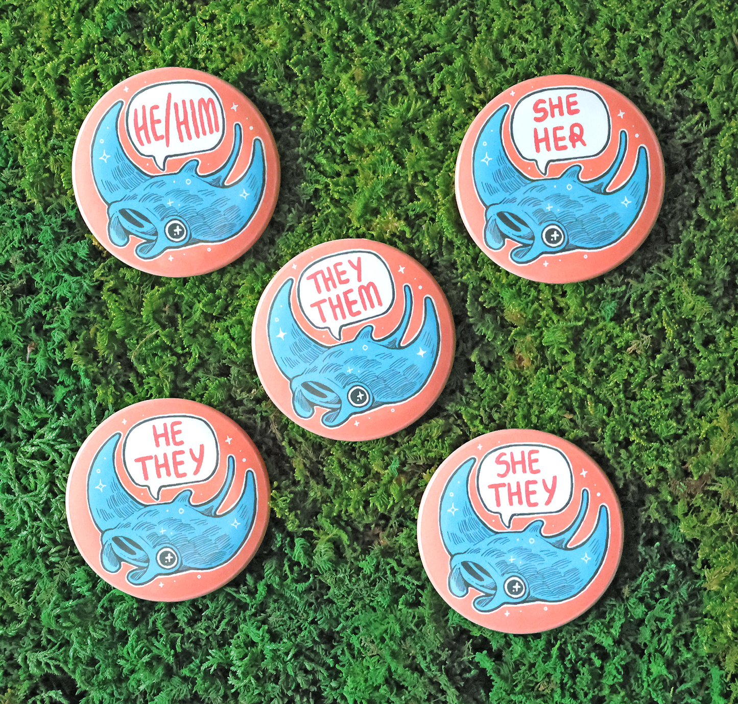 Wild Pronoun Button Badges