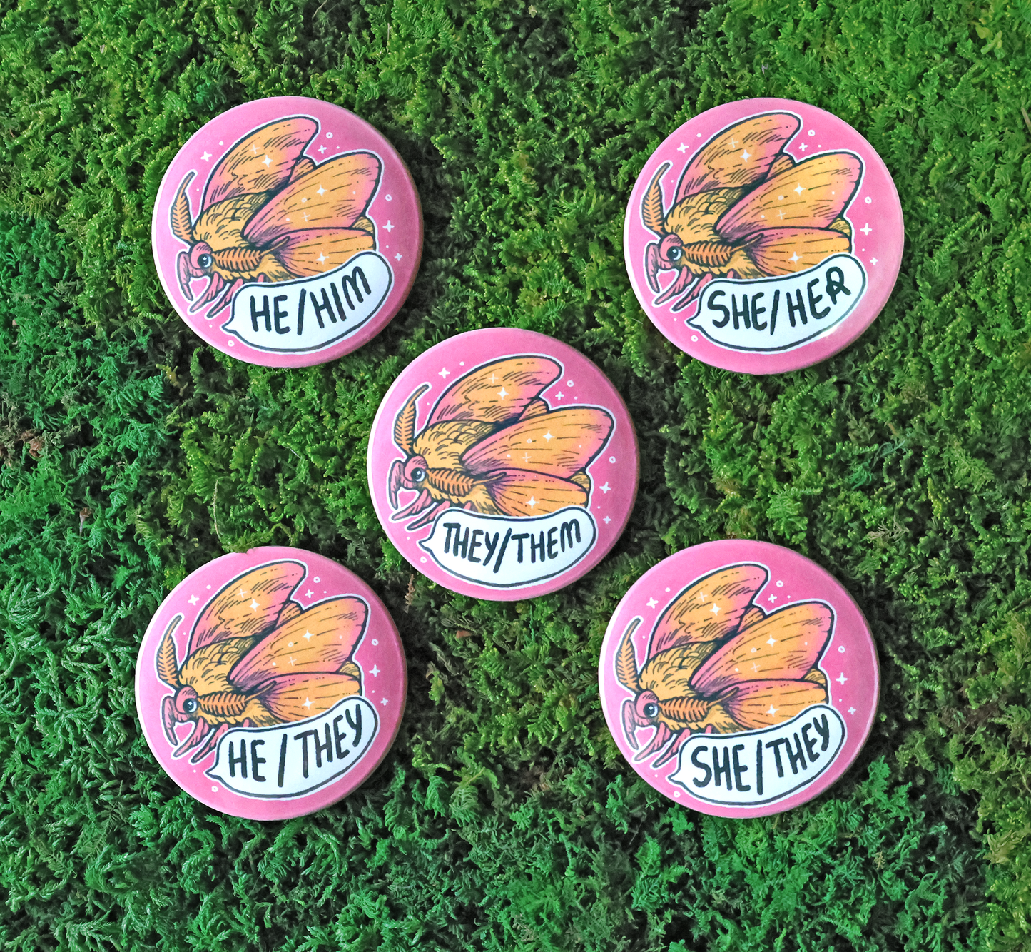 Wild Pronoun Button Badges