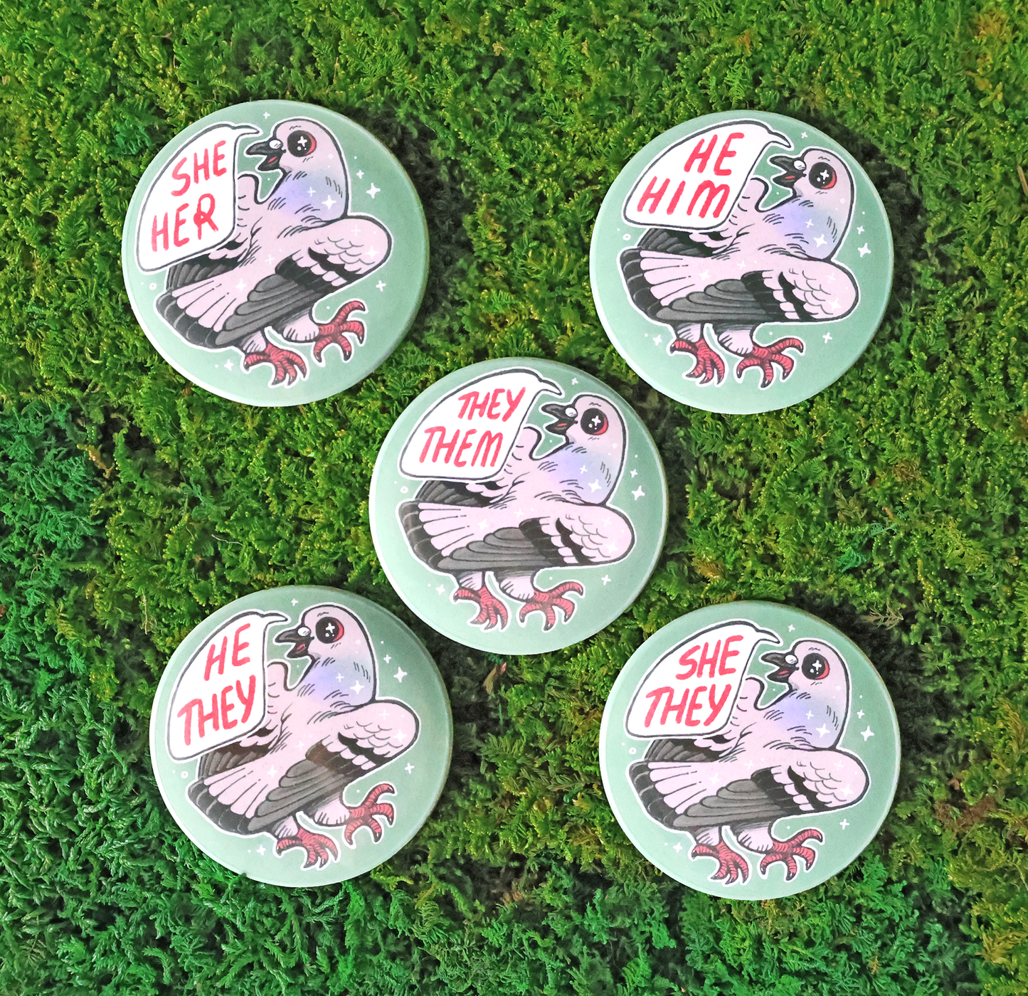 Wild Pronoun Button Badges