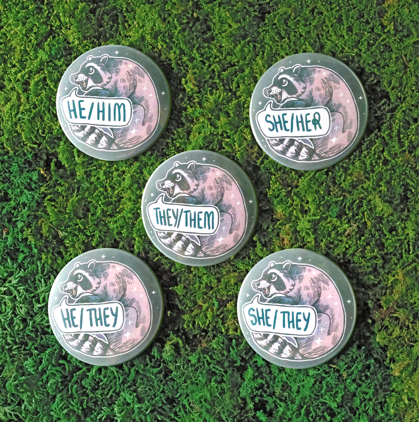 Wild Pronoun Button Badges