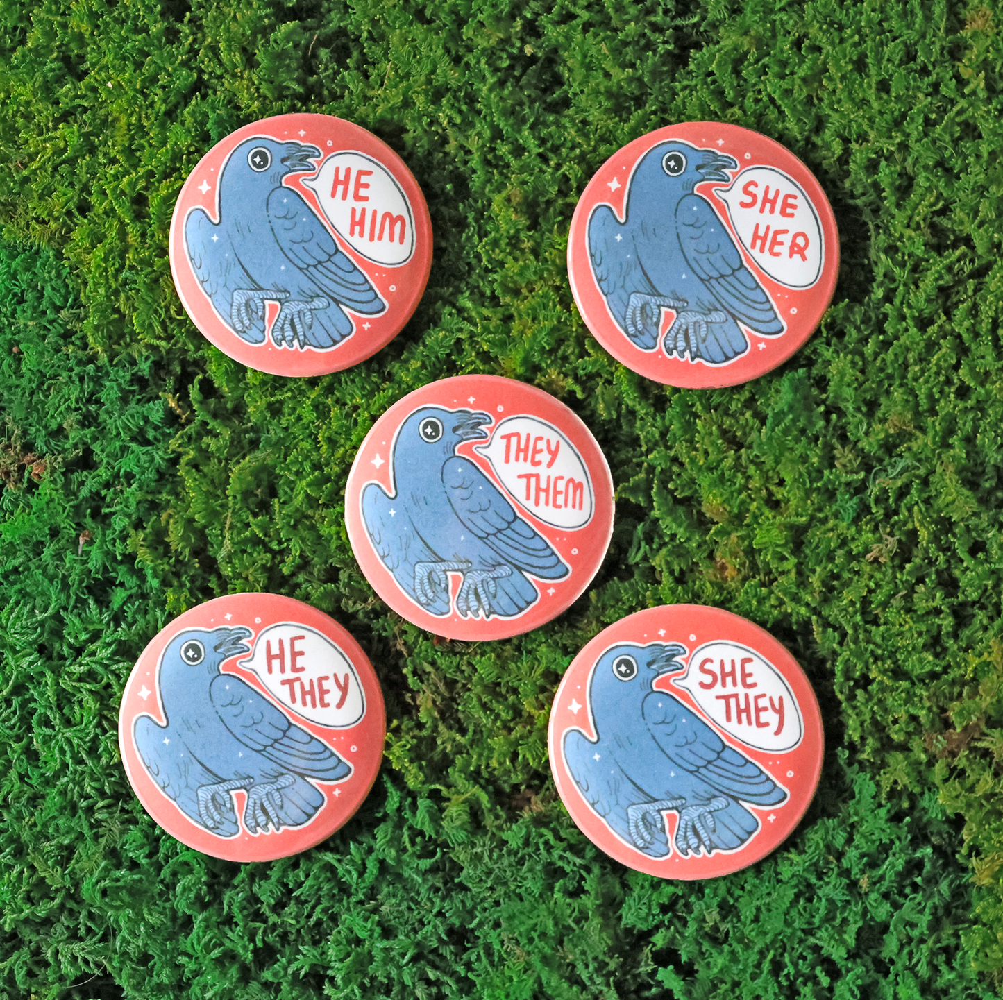 Wild Pronoun Button Badges