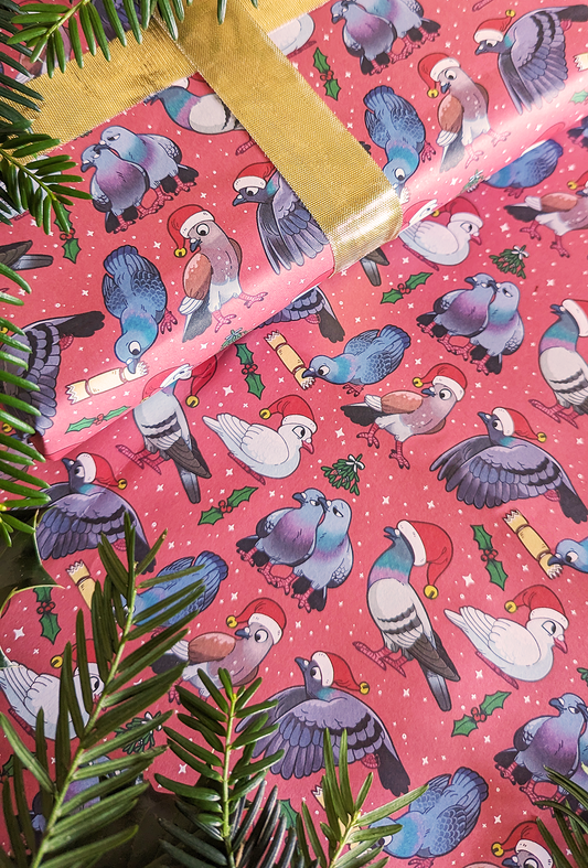 Festive Pigeon Wrapping Paper