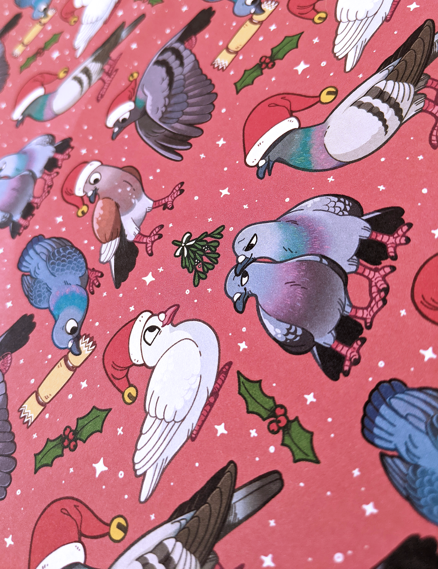 Festive Pigeon Wrapping Paper