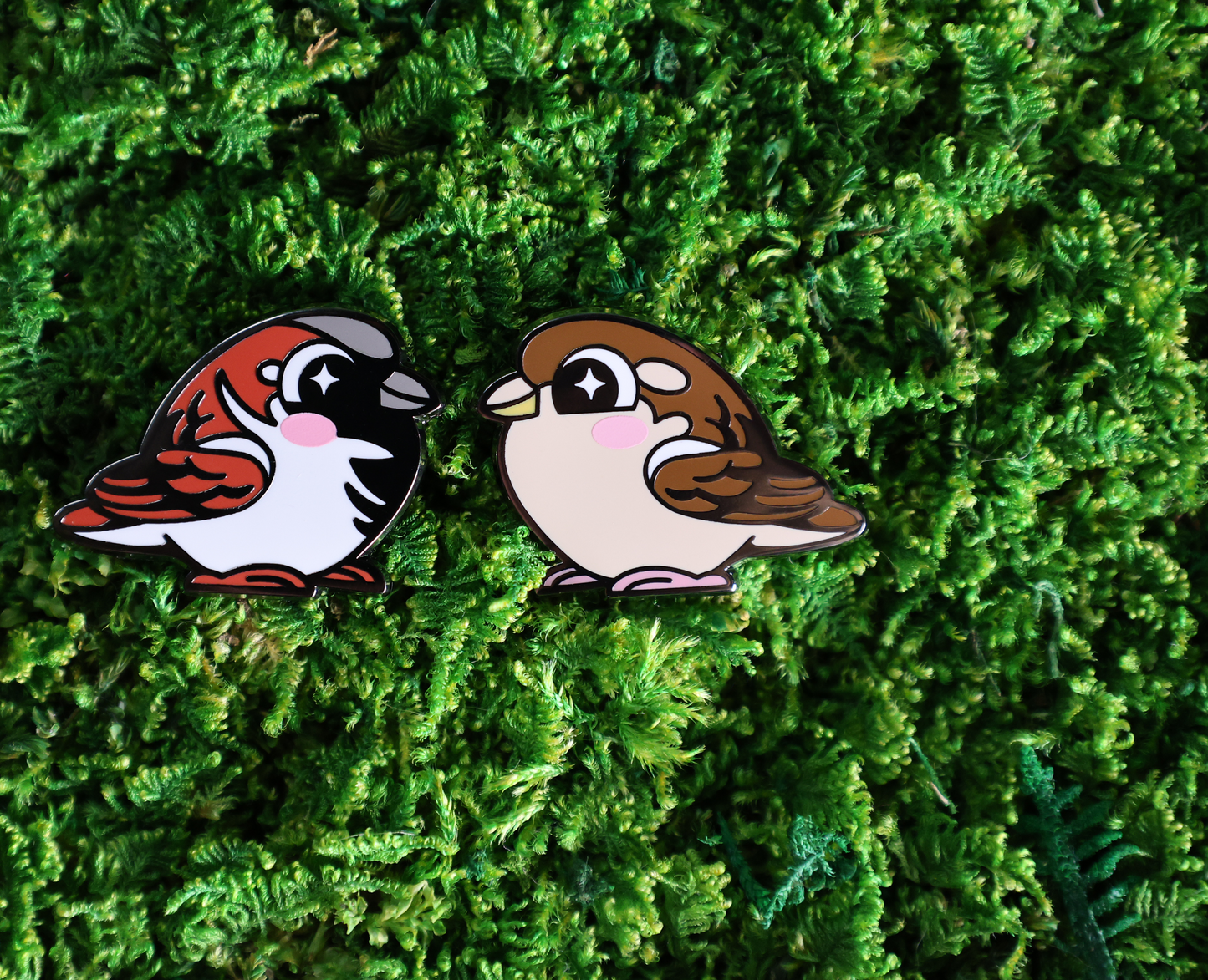 Pair of House Sparrow Enamel Pins