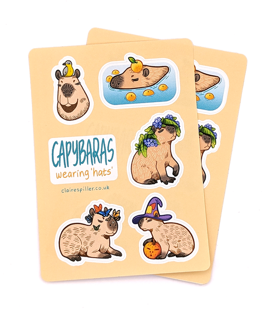 Capybaras Wearing Hats Sticker Sheet