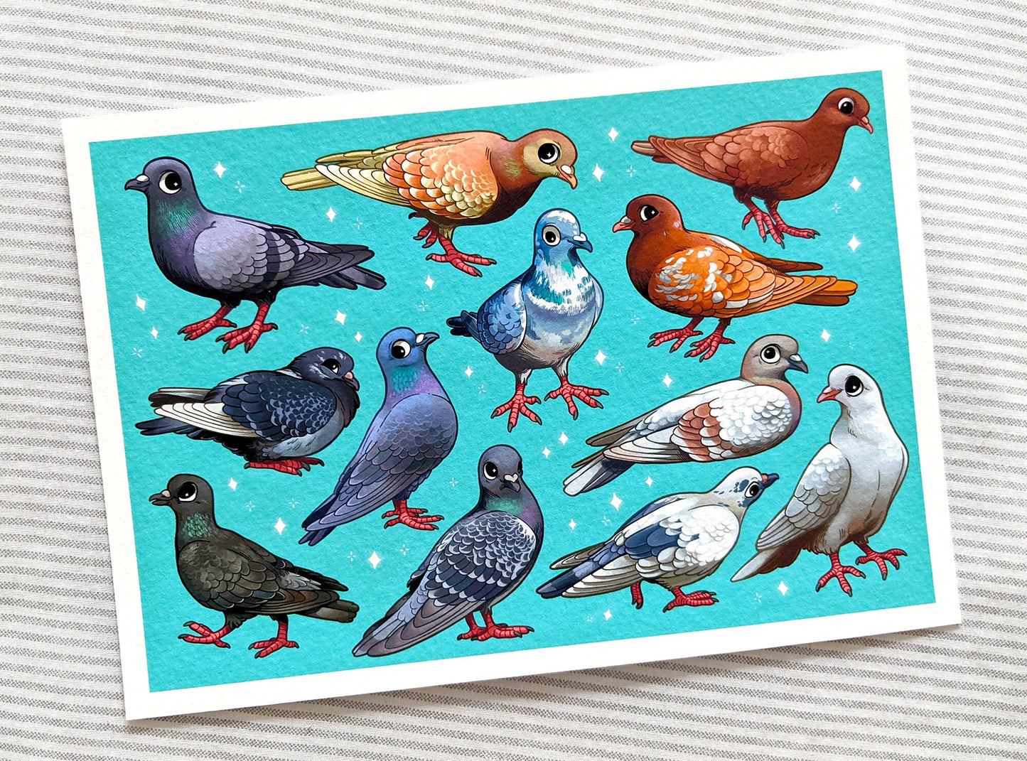 Pigeons of the City A5 Fine Art Print / Bird Illustration / Pigeon Wall Art