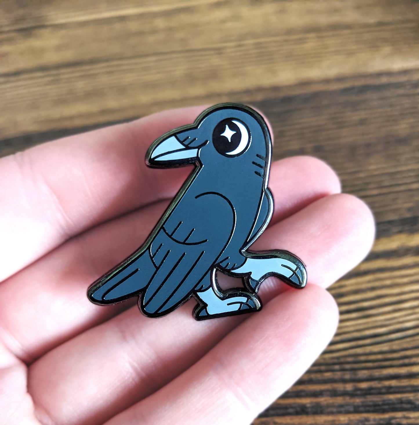 Crow Enamel Pin / Carrion Crow Jewellery / Cute Goth Bird / Lapel Pin Badge / City Wildlife Gift